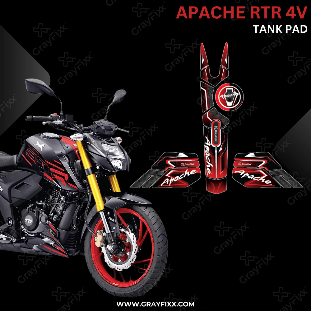 Apache RTR 4V Full Tank Pad with Knee Pad | Full Tank Pad Compatible with Apache RTR 4V, Premium Finish, Waterproof, Pack of 1